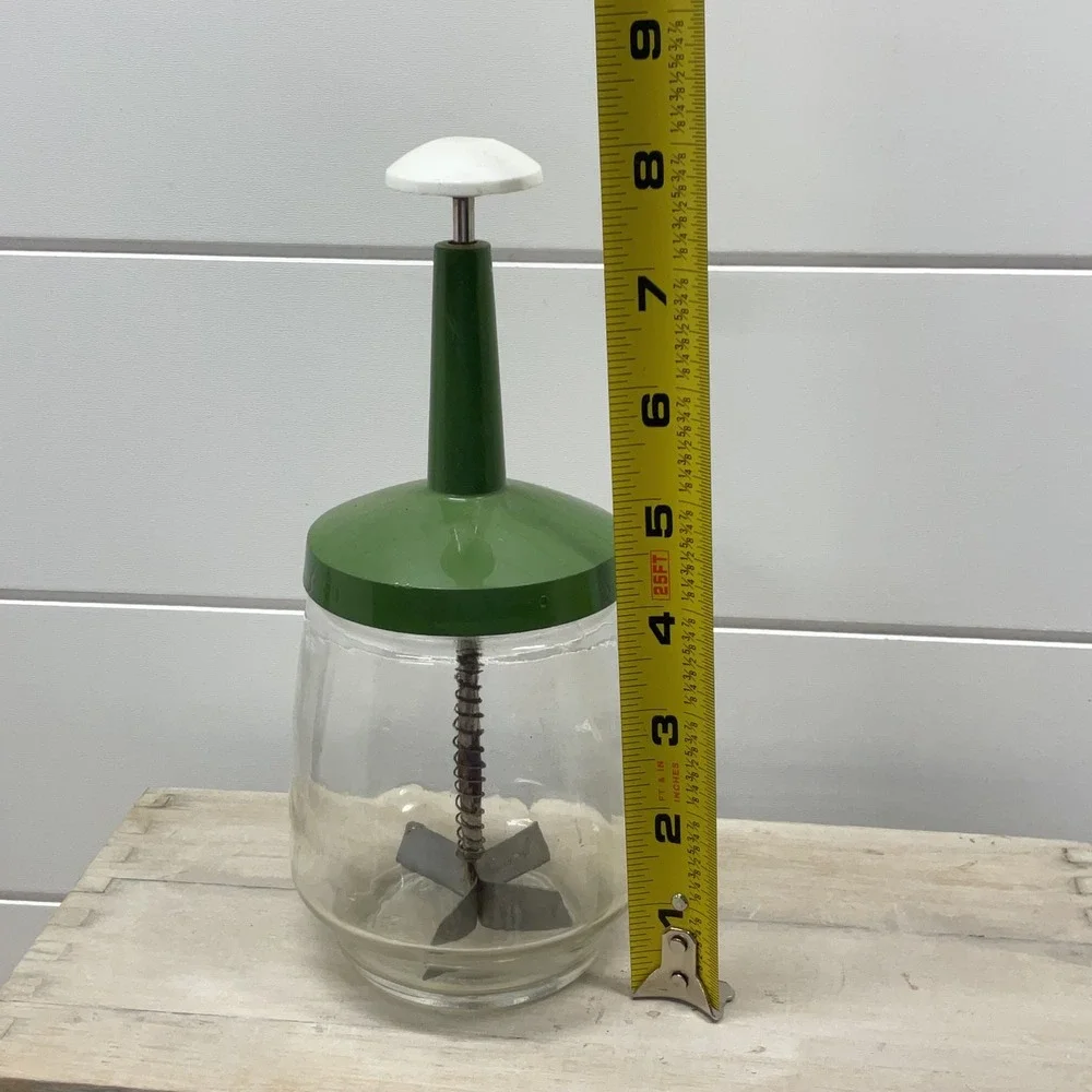 Federal Housewares Vintage Nut Chopper Green Glass Manual Grinder MCM